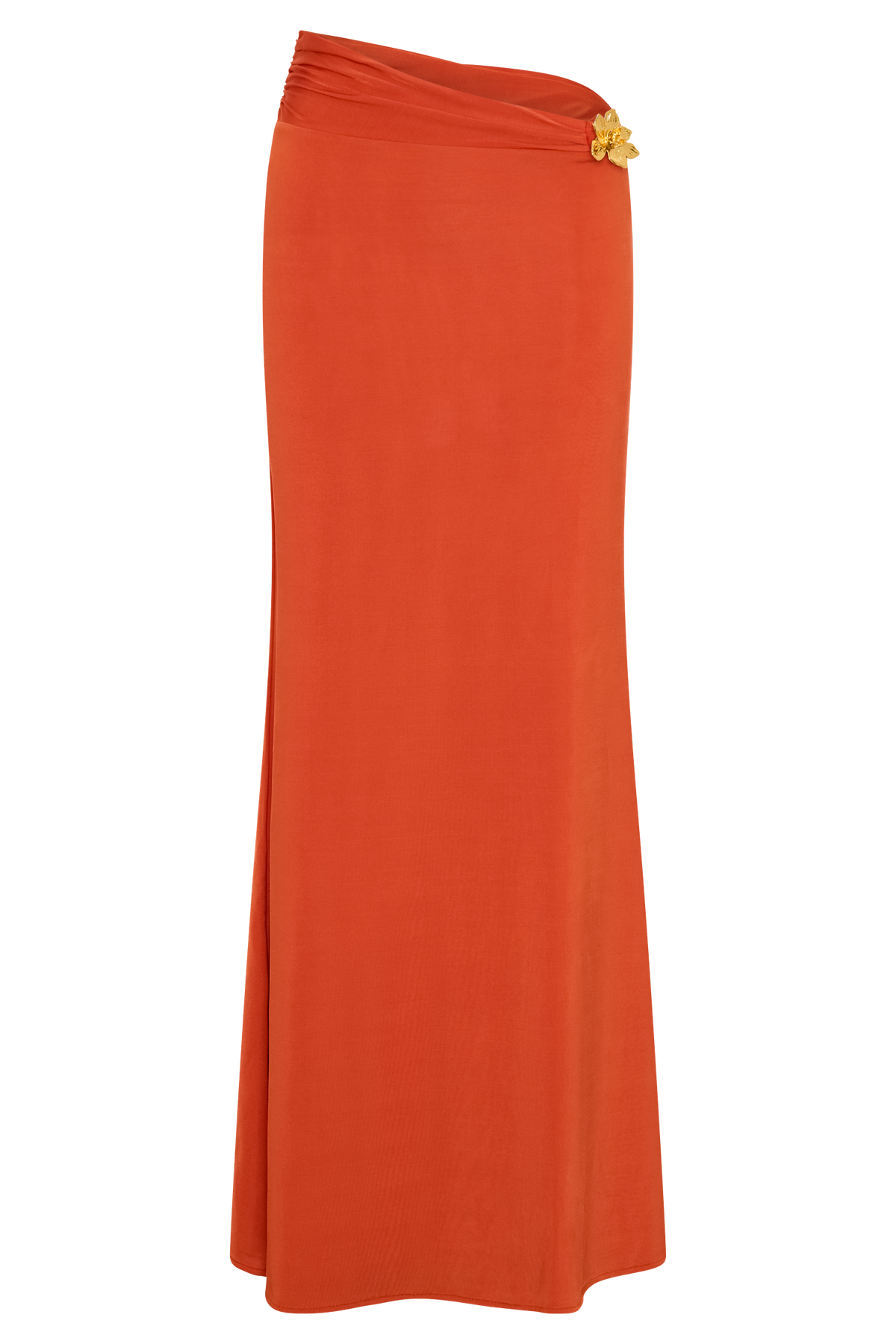 Amalie Skirt with Asymmetric Waist and Floral Hardware