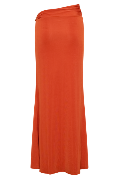 Amalie Skirt with Asymmetric Waist and Floral Hardware