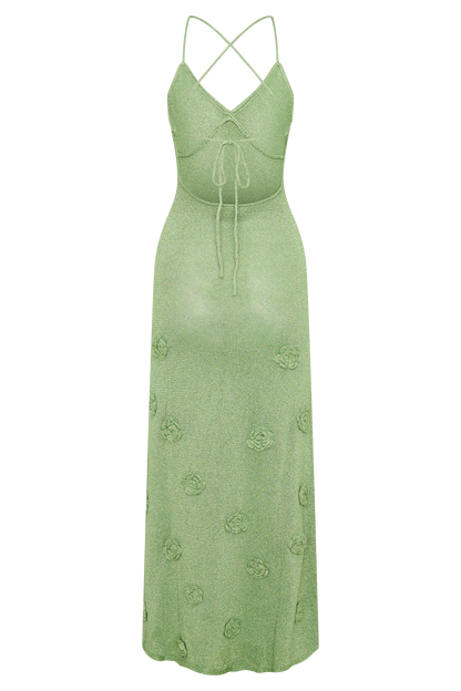 Zoe Knit Dress with Metallic Finish and Open Back