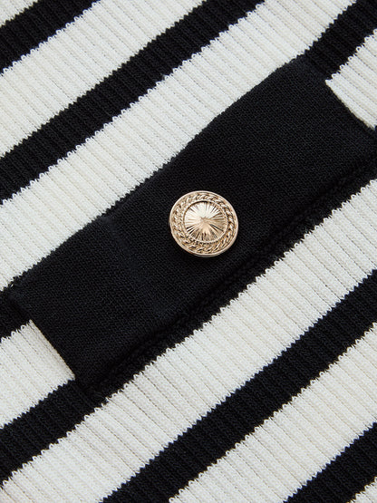 Sybil Knit Dress with Stripes and Button Front