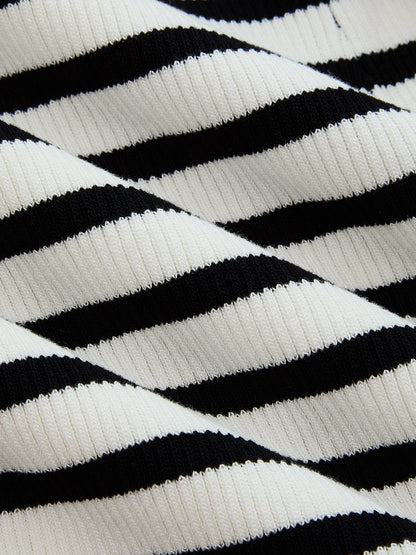 Sybil Knit Dress with Stripes and Button Front