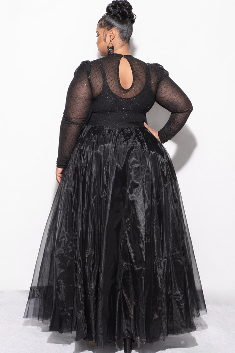 Elise Black Skirt with Tulle Layers and Full Sweep