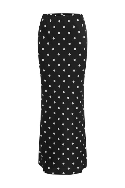 Ellery Black Skirt with Polka Dots and Side Slit