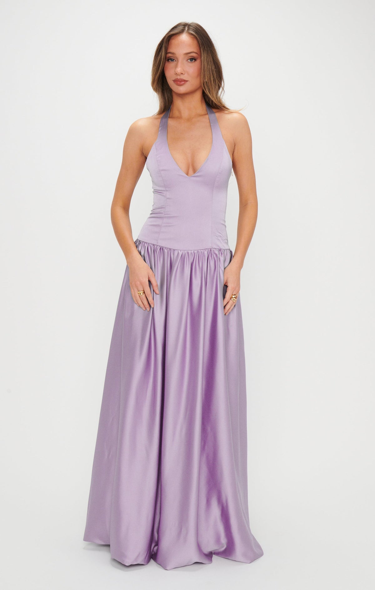 Vittoria Lavender Satin Maxi Dress