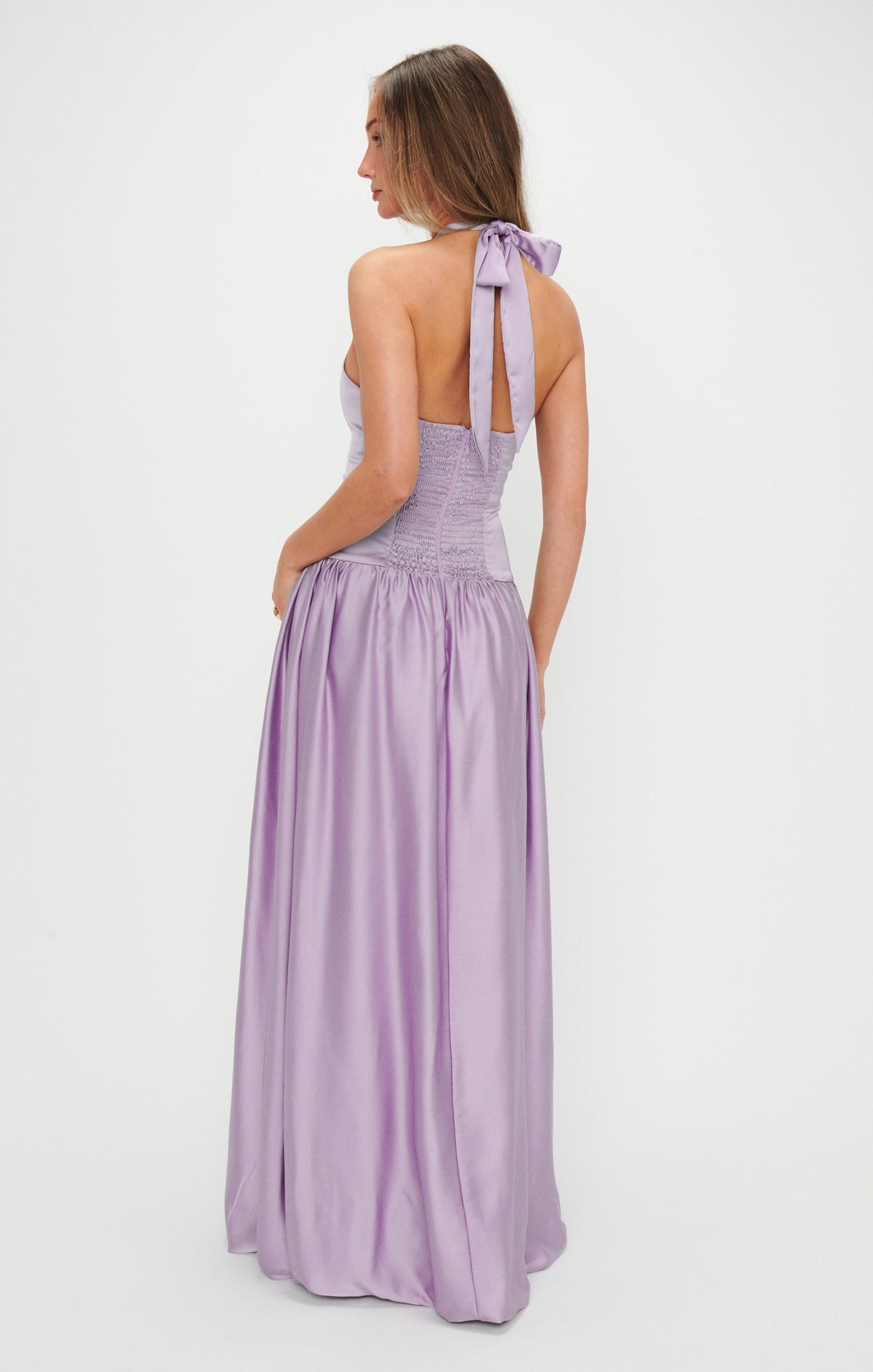 Vittoria Lavender Satin Maxi Dress