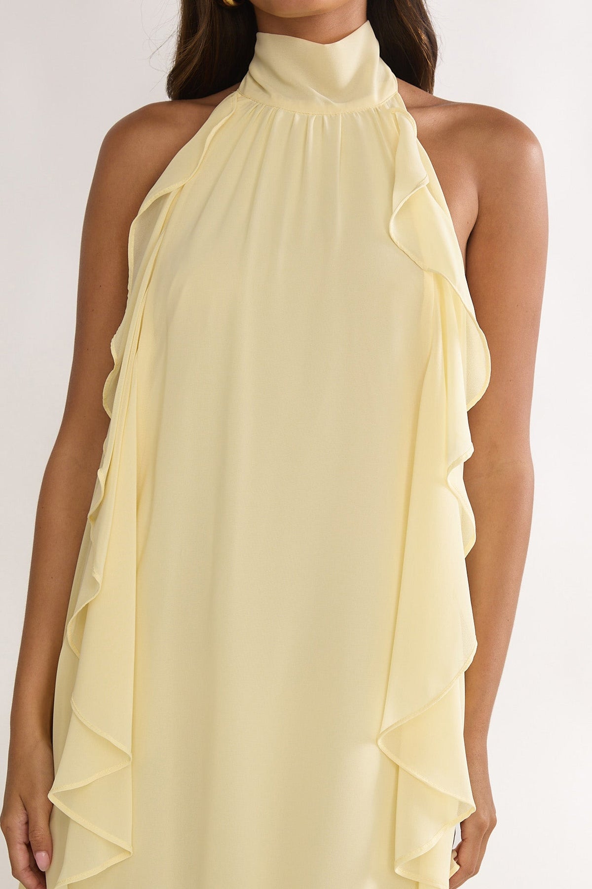 Lorina Layered Ruffle Halter Neck Maxi Dress
