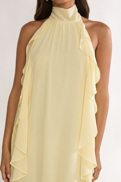 Lorina Layered Ruffle Halter Neck Maxi Dress