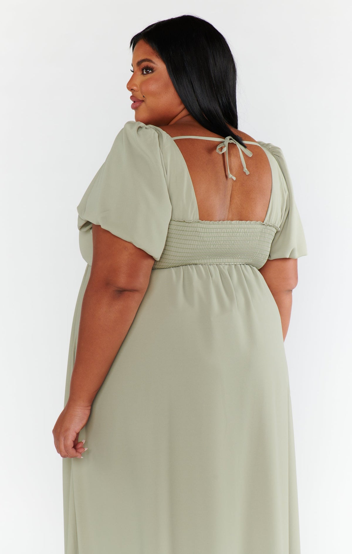 Pilar Green Dress with Flutter Sleeves and Empire Waist