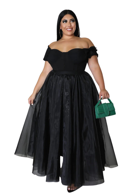 Elise Black Skirt with Tulle Layers and Full Sweep