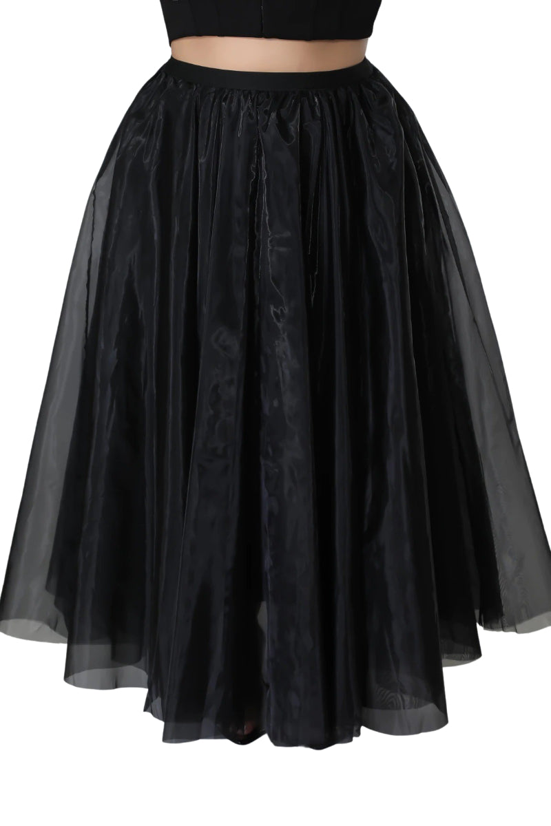 Elise Black Skirt with Tulle Layers and Full Sweep