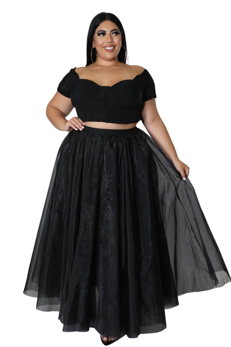 Elise Black Skirt with Tulle Layers and Full Sweep