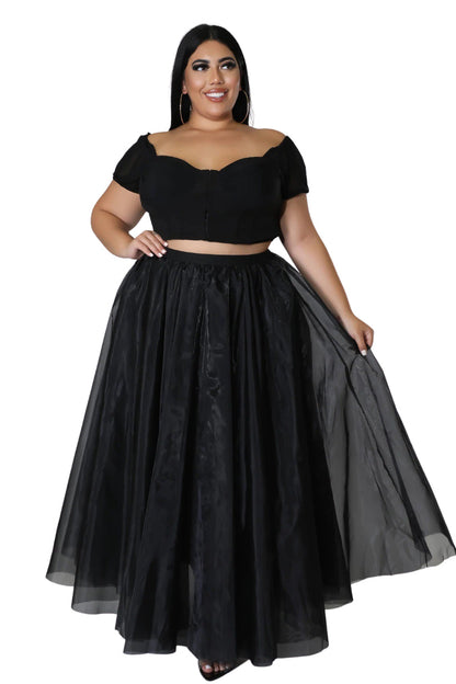 Elise Black Skirt with Tulle Layers and Full Sweep