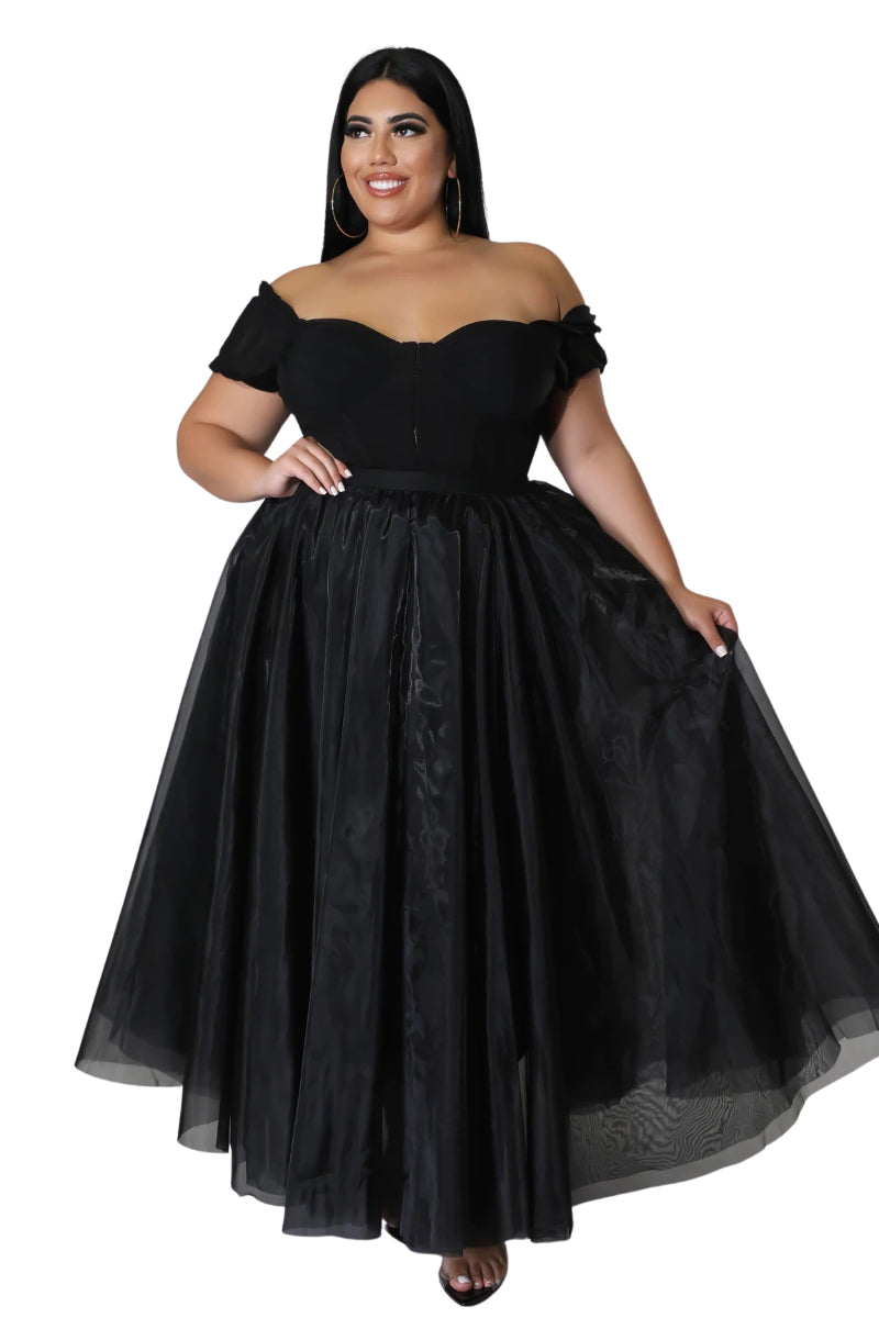 Elise Black Skirt with Tulle Layers and Full Sweep