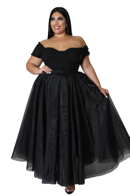 Elise Black Skirt with Tulle Layers and Full Sweep