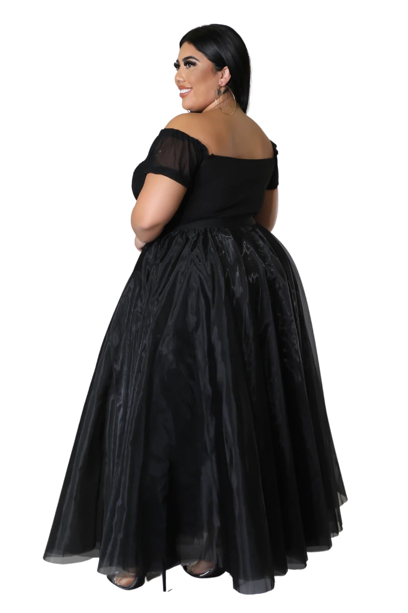 Elise Black Skirt with Tulle Layers and Full Sweep