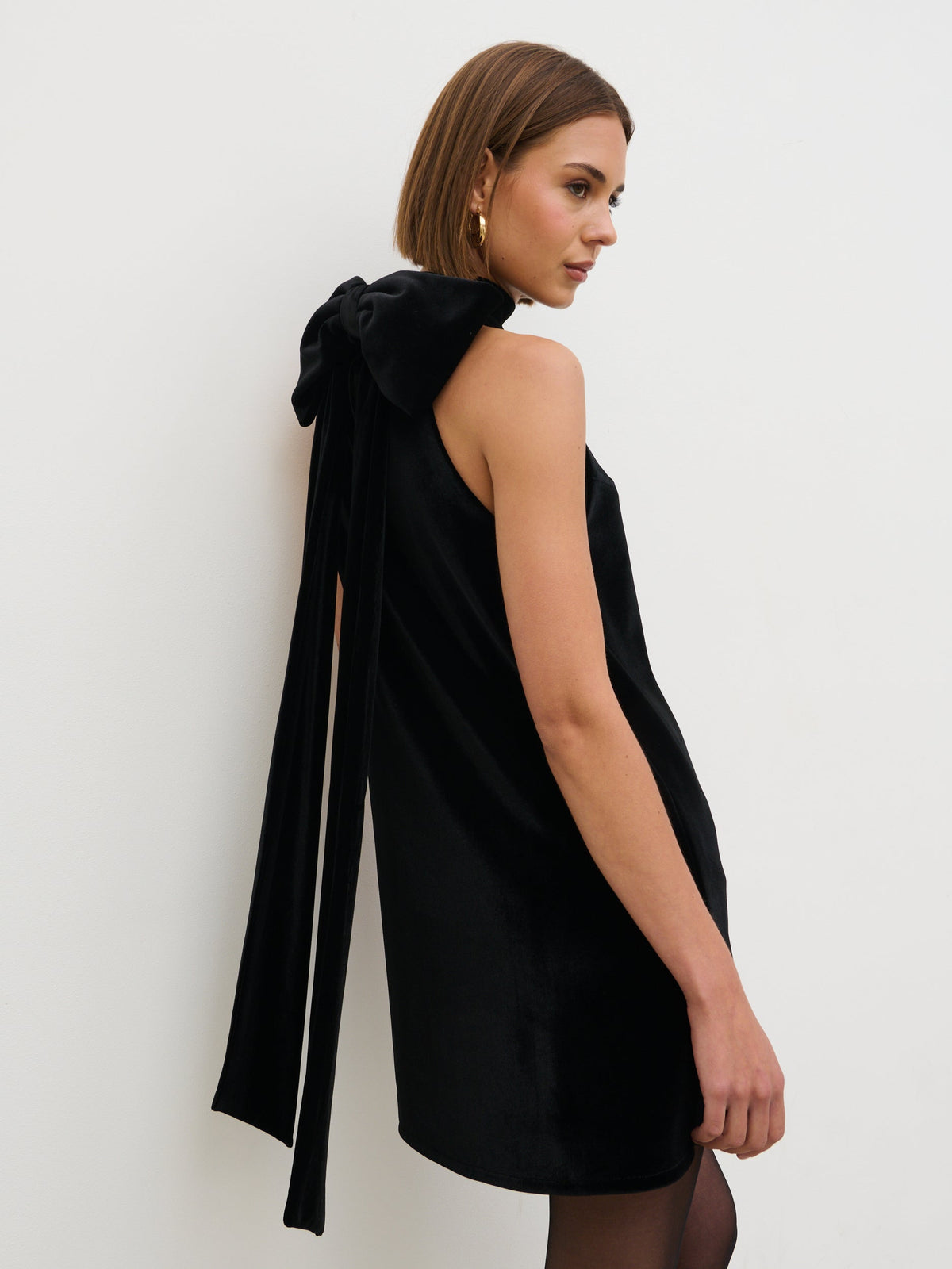 Marnie Velvet Dress with Halter Neck and Bow Back