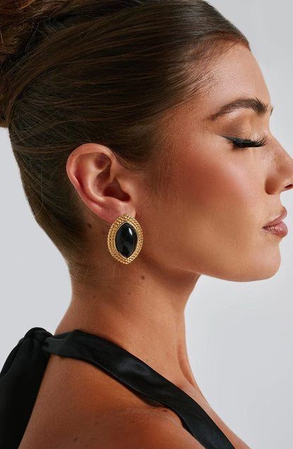 Jamy Textured Ellipse Earrings
