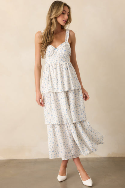 Giuliana Blue Floral Maxi Dress