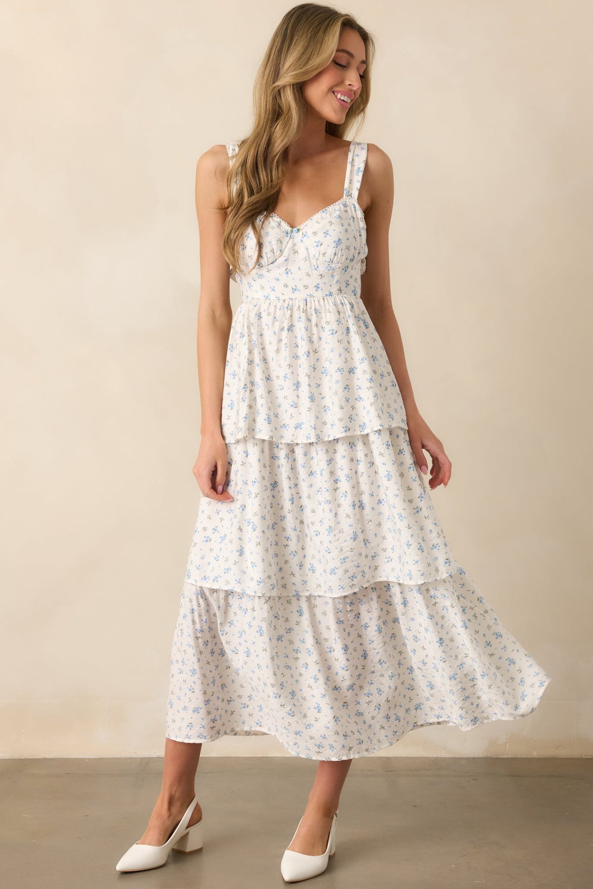 Giuliana Blue Floral Maxi Dress