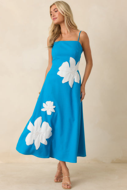 Laetitia Floral Midi Dress in Blossom Blue