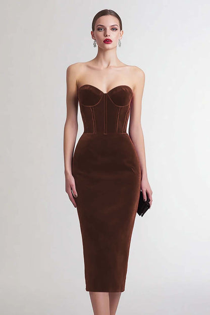 Marit Velvet Dress with Corset Bodice and Sweetheart Neck