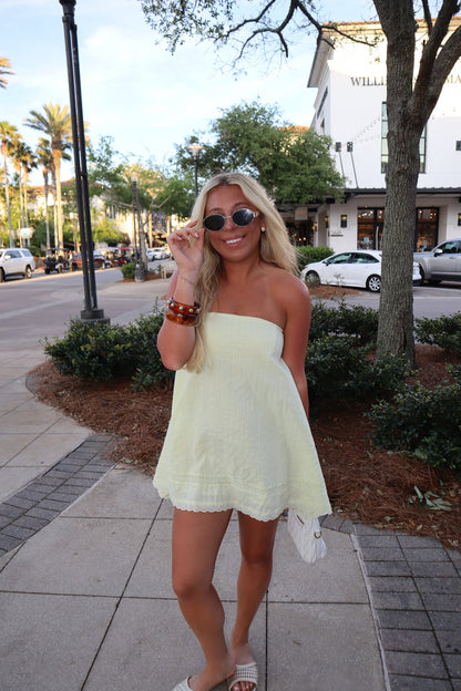 Luana Yellow Mini Dress in Soft Linen