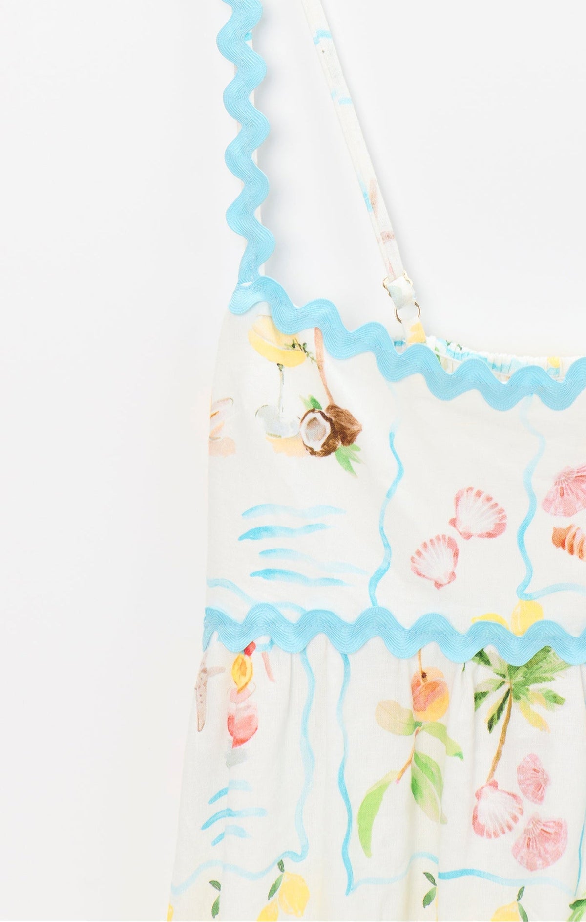 Kimberly Scallop Maxi Dress in Seaside Blue