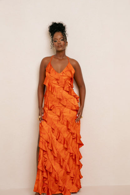 Iza Orange Maxi Dress