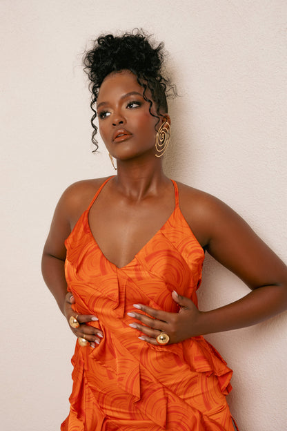 Iza Orange Maxi Dress