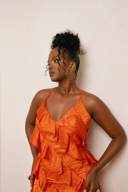 Iza Orange Maxi Dress