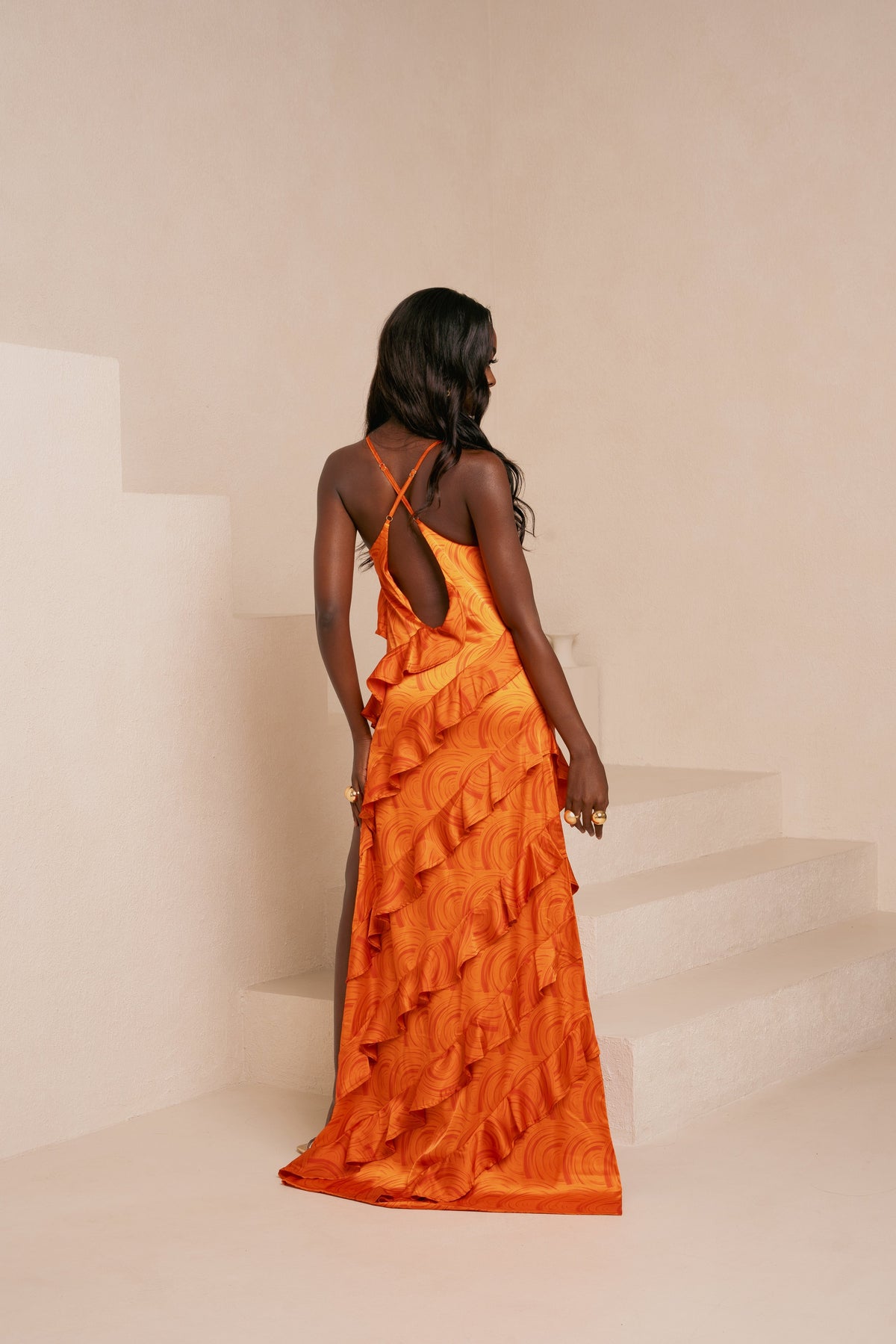 Iza Orange Maxi Dress
