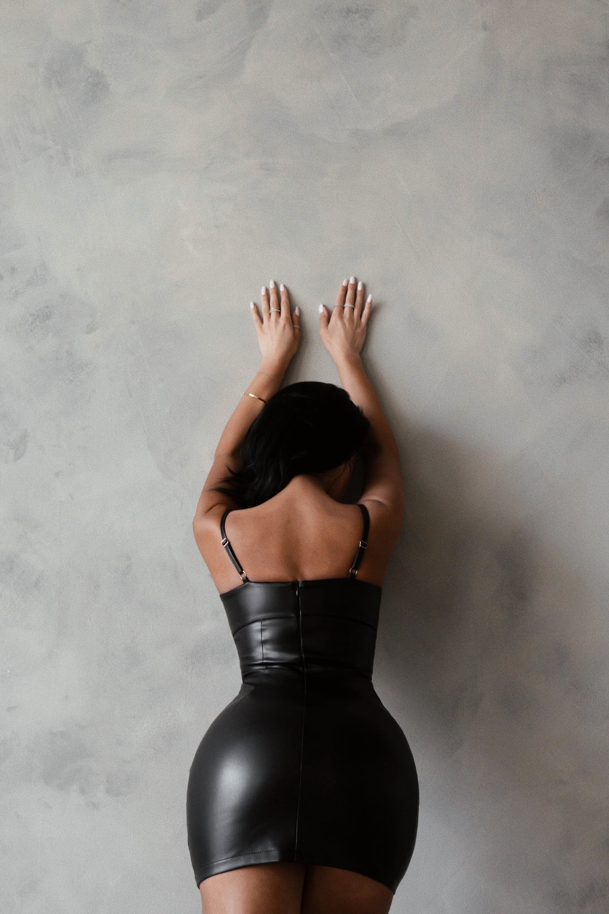 Jemma Leather Dress with Square Neck and Bodycon Fit