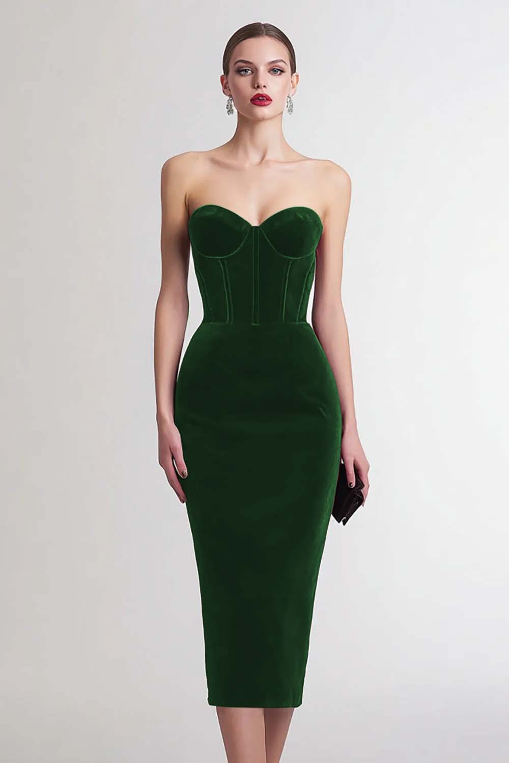 Marit Velvet Dress with Corset Bodice and Sweetheart Neck