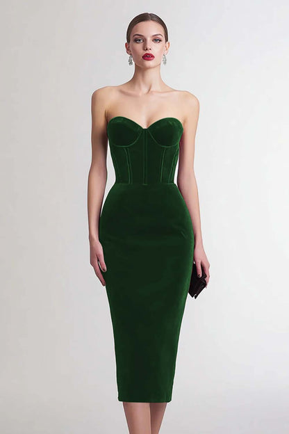 Marit Velvet Dress with Corset Bodice and Sweetheart Neck