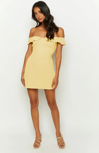Vesna Off-Shoulder Mini Dress in Buttercream