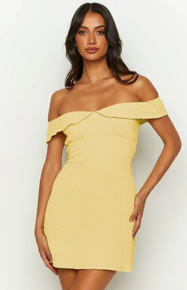 Vesna Off-Shoulder Mini Dress in Buttercream