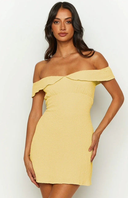 Vesna Off-Shoulder Mini Dress in Buttercream