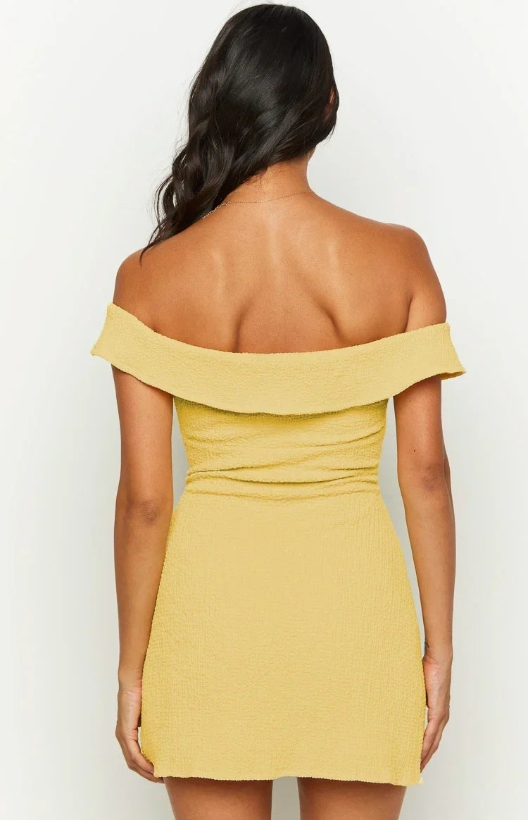 Vesna Off-Shoulder Mini Dress in Buttercream