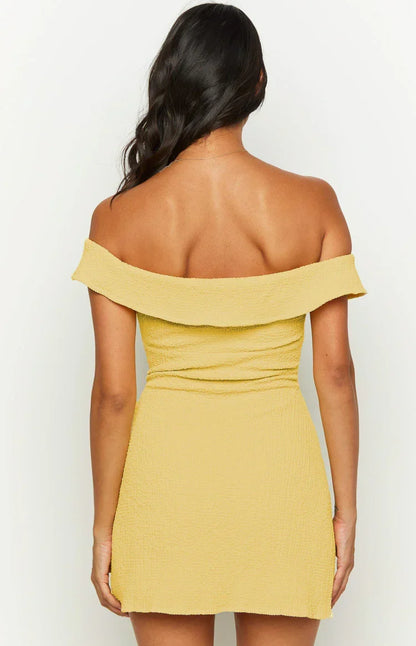 Vesna Off-Shoulder Mini Dress in Buttercream