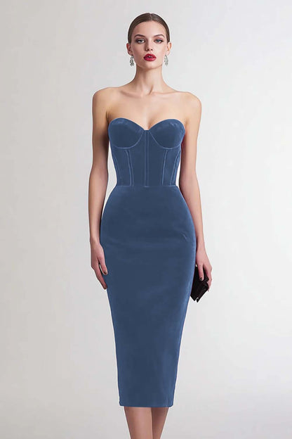 Marit Velvet Dress with Corset Bodice and Sweetheart Neck