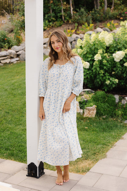 Pearl Cream Dress with Broderie Detail and Puff Sleeves