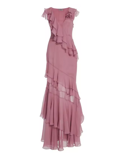 Teresa Chiffon Pleated Evening Gown