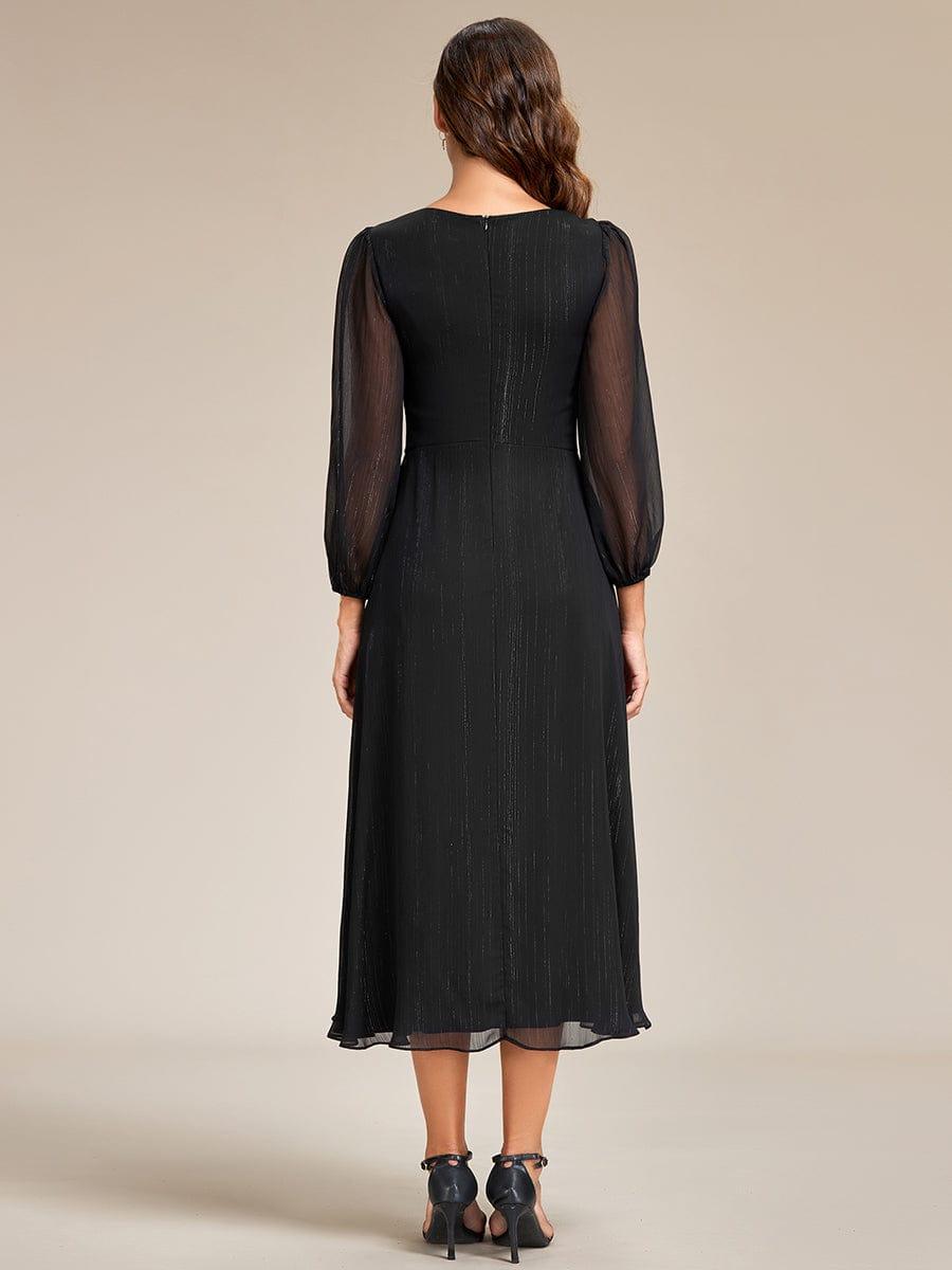 Phoebe Long Sleeve Dress with Twist Knot and Pleated Skirt