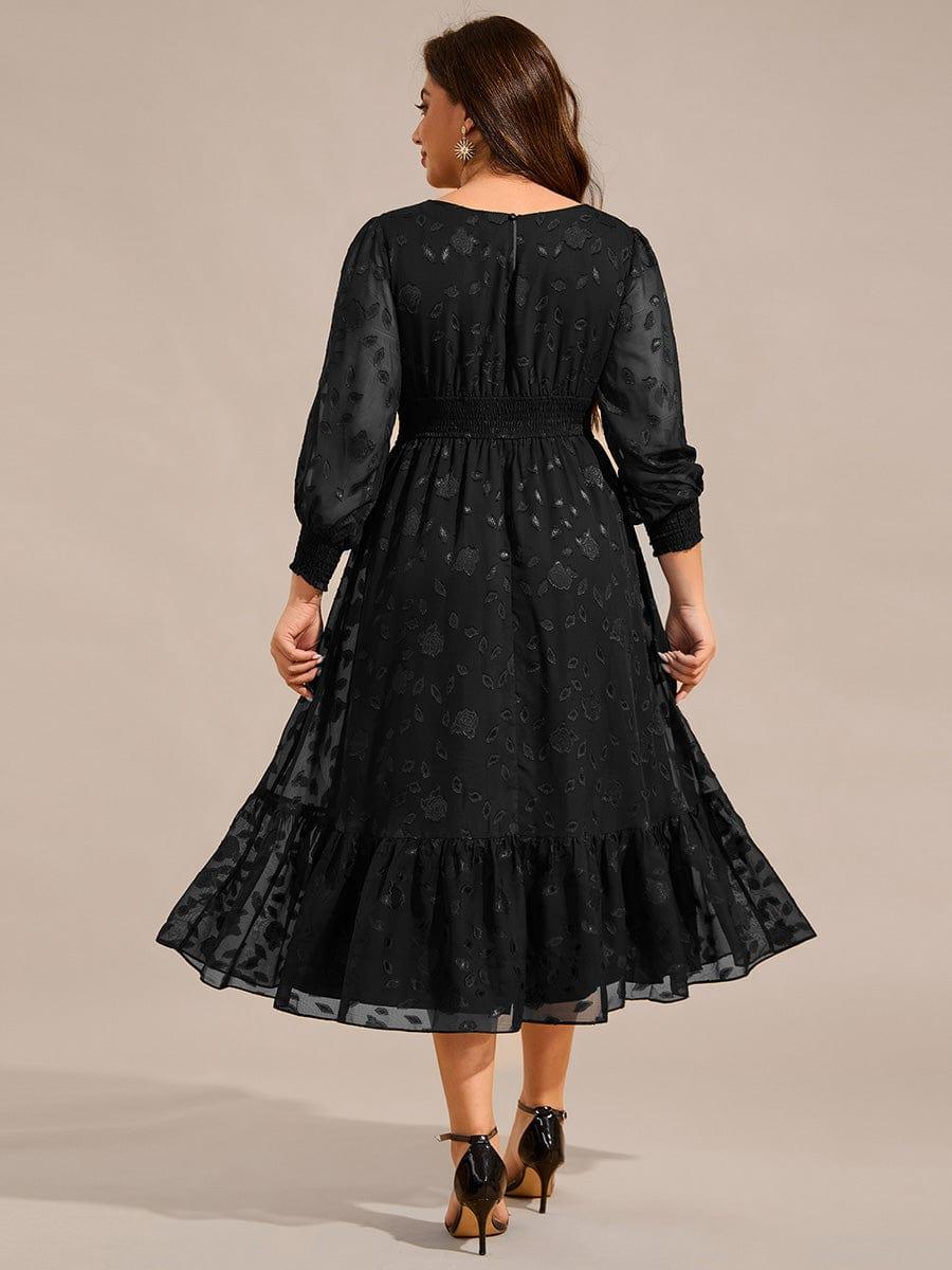 Zaida Long Sleeve Dress with Lace Overlay and Tiered Hem