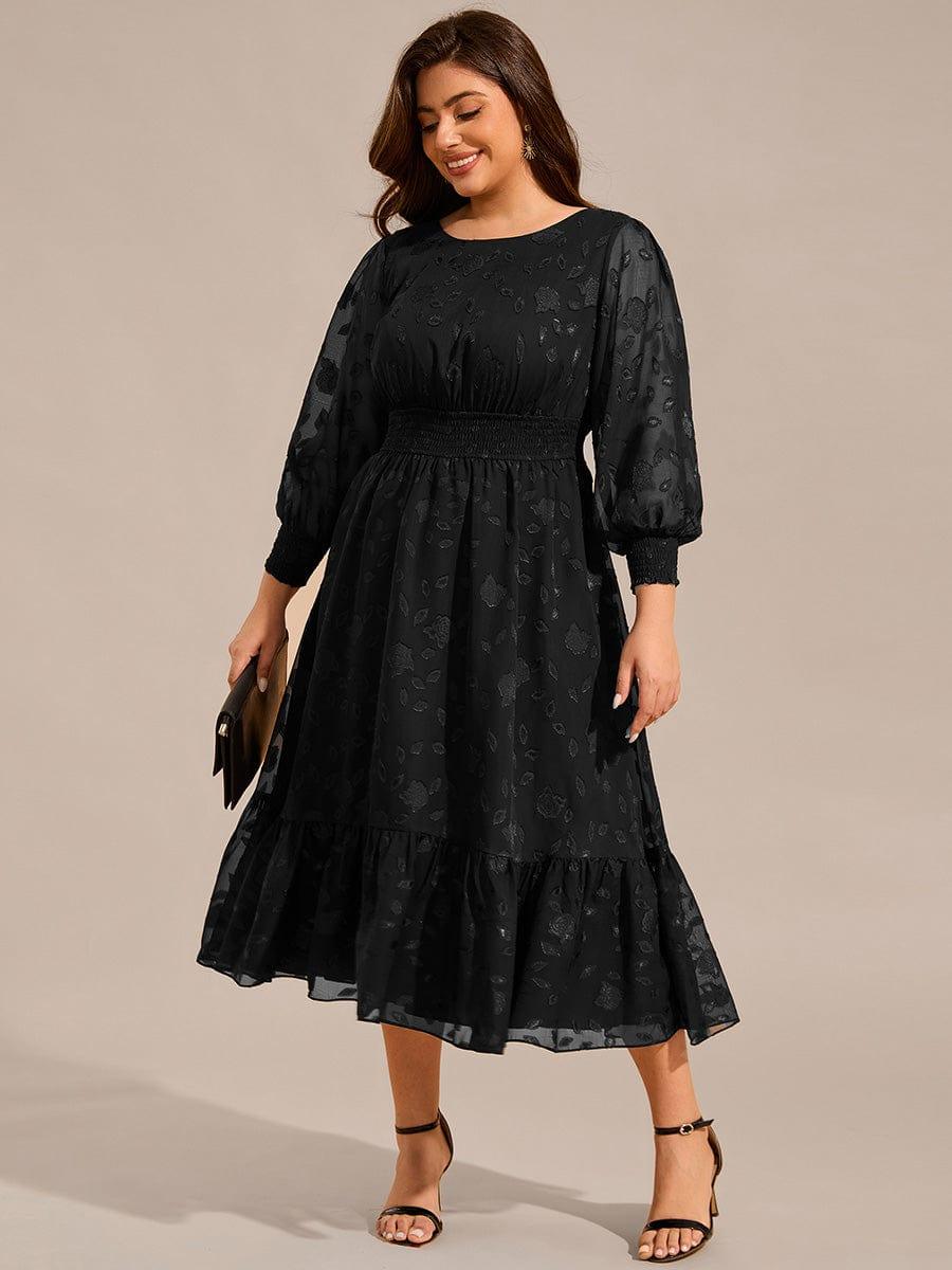 Zaida Long Sleeve Dress with Lace Overlay and Tiered Hem
