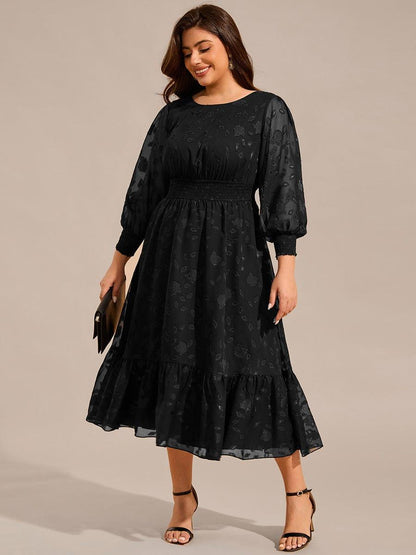 Zaida Long Sleeve Dress with Lace Overlay and Tiered Hem