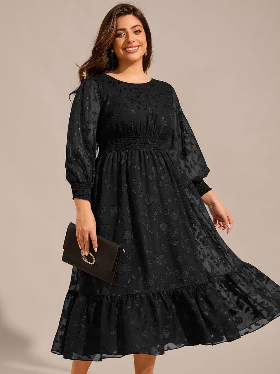 Zaida Long Sleeve Dress with Lace Overlay and Tiered Hem