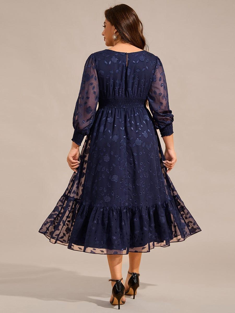 Zaida Long Sleeve Dress with Lace Overlay and Tiered Hem