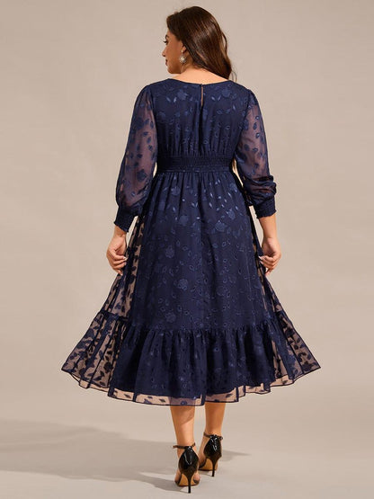 Zaida Long Sleeve Dress with Lace Overlay and Tiered Hem
