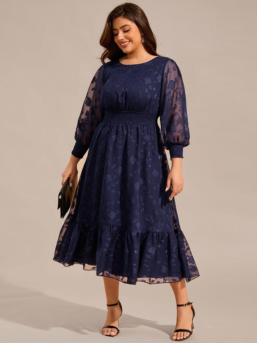 Zaida Long Sleeve Dress with Lace Overlay and Tiered Hem